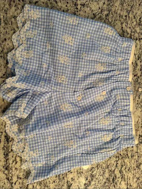 new in Pants - Light Blue Gingham Eyelet Lace Shorts NWT